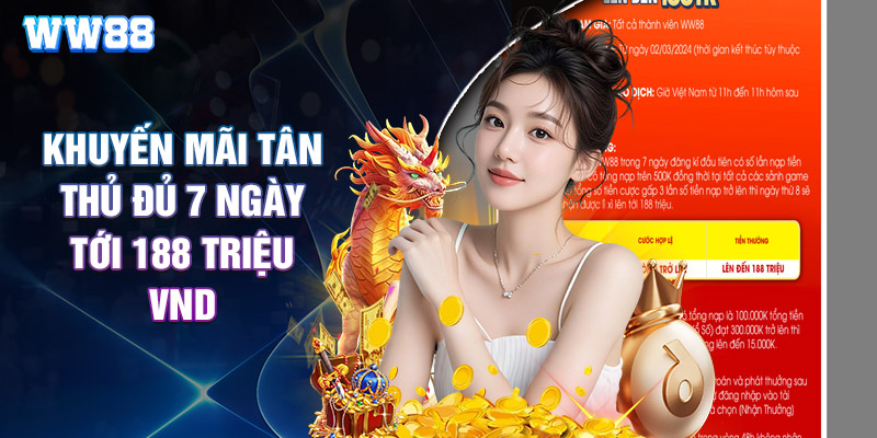 Khuyến mãi tân thủ đủ 7 ngày tới 188 triệu VND